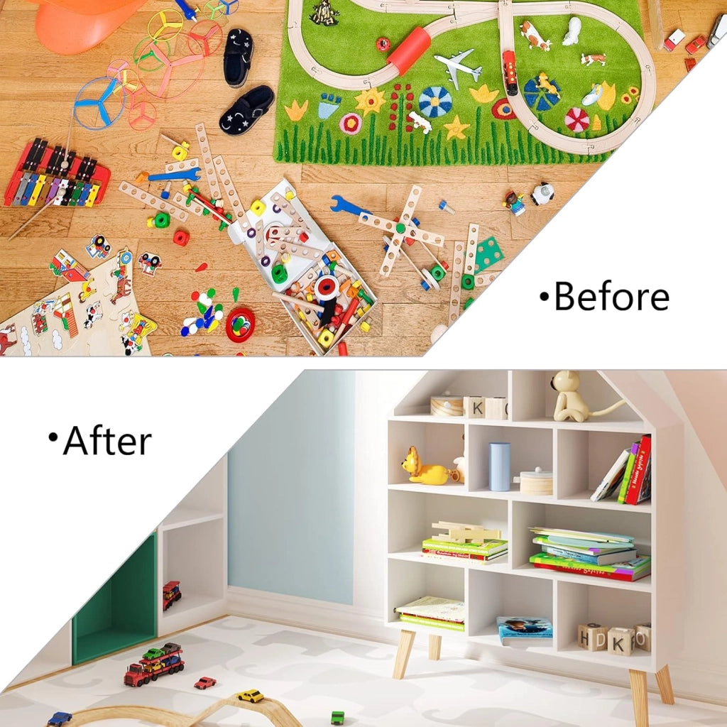 Libreria Montessoriana per Bambini, Scaffale Multistrato per Libri e Giocattoli, Mobile Portalibri Portaoggetti Organizzatore in Legno, Bianco
