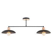Lampada a sospensione KOBE in acciaio nero e legno naturale