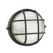 Plafoniera Tonda Muro da Esterno Lampada Parete Gabbia Illuminazione Luce Sovil Colore: Nera con Gabbia, Dimensione: Grande - H 24 cm