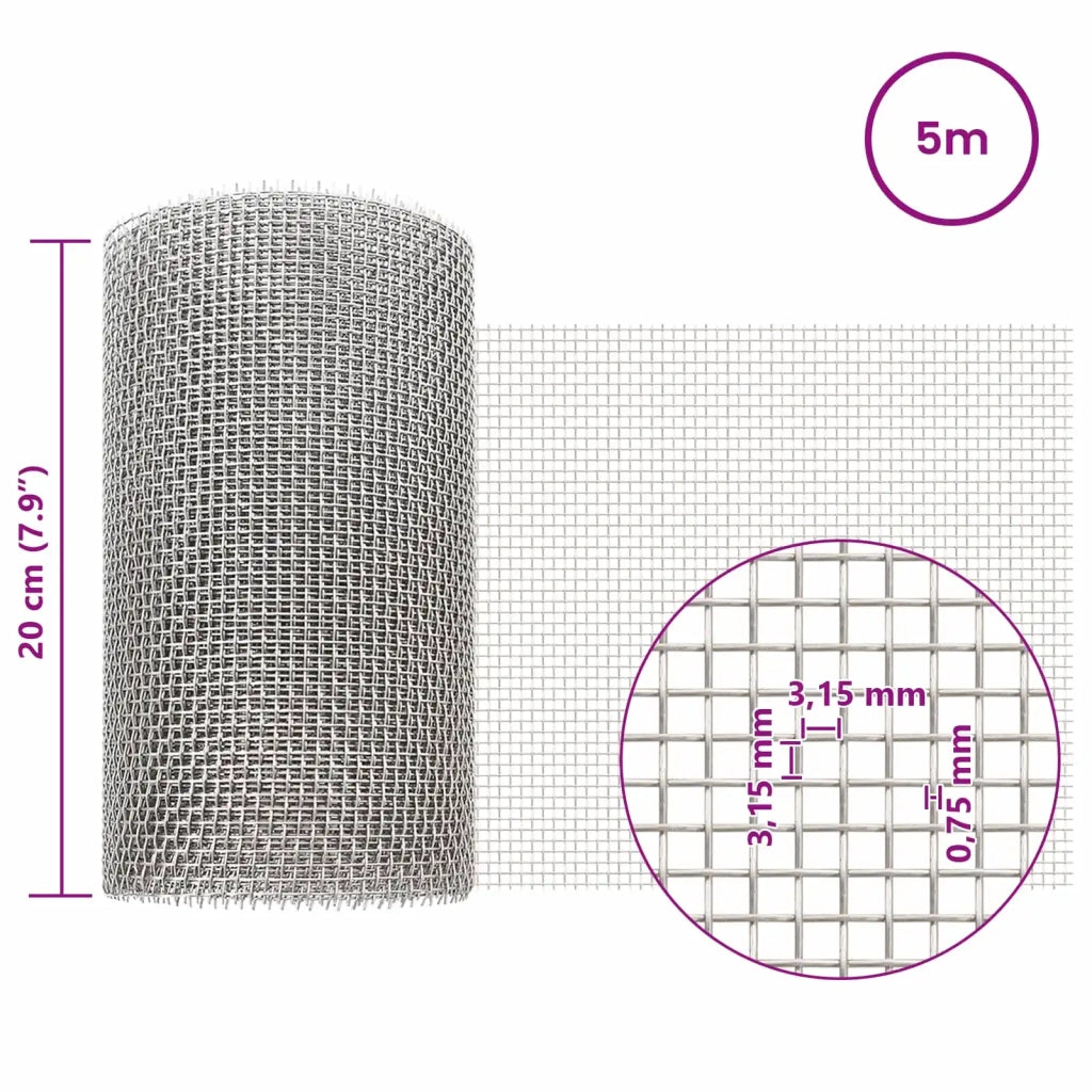 Rete per schermatura 20 x 500 cm 6 Mesh Argento 42039645