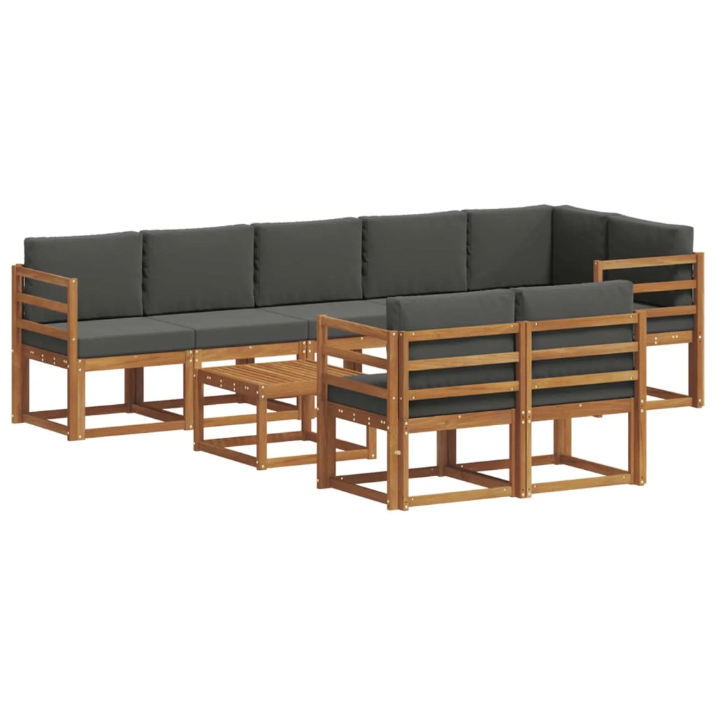 Set di divani da esterno con cuscino 9 pcs Naturale e Antracite