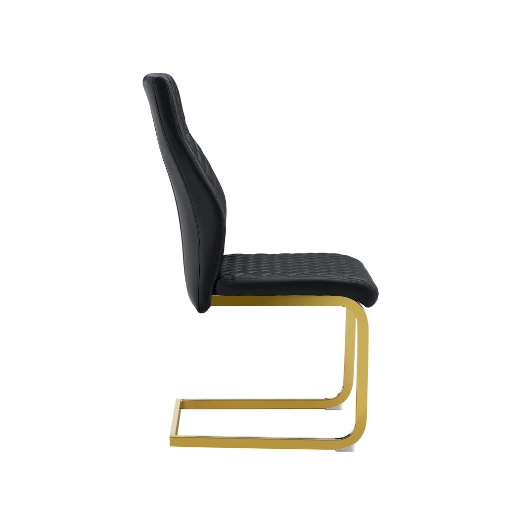 Set Tavolo Rotondo e 2 Sedie da Pranzo ¨C Xylo ¨C Piano MDF Noce, Gambe Oro, Seduta Nera