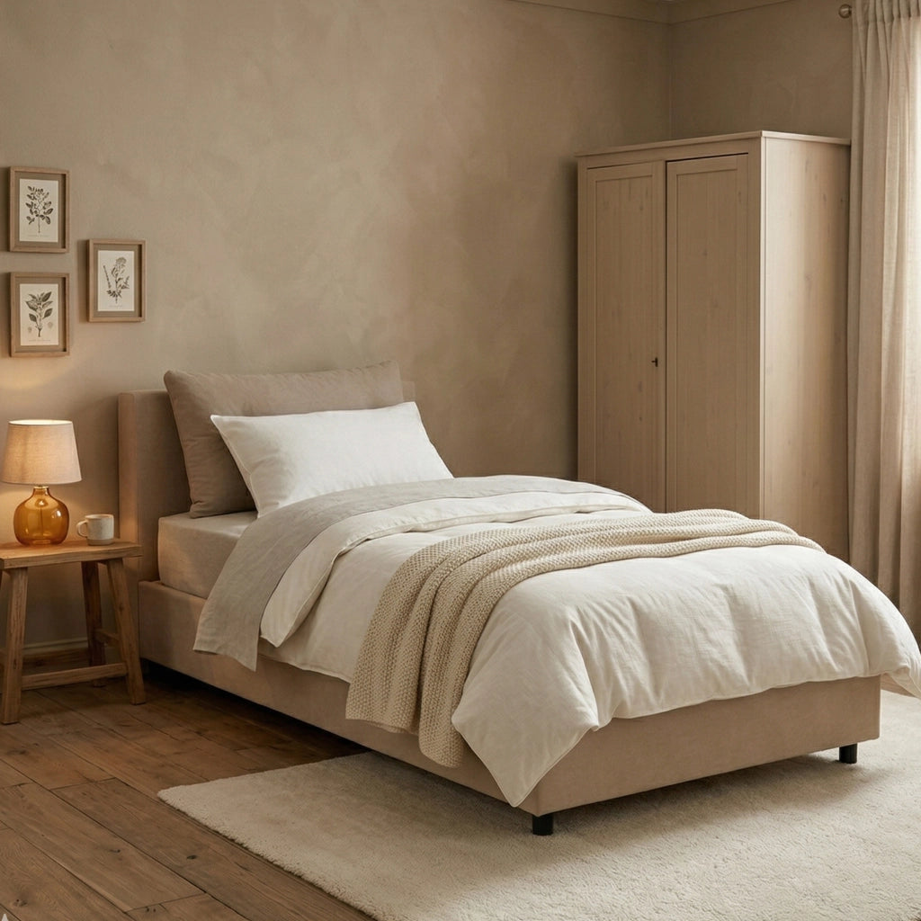 Albiate, Letto Singolo Materasso Incluso Made in Italy, Grigio Tortora