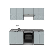 Cucina componibile Fame-Line Blu-grigio chiaro/Antracite 200 cm, PL Antracite Vicco