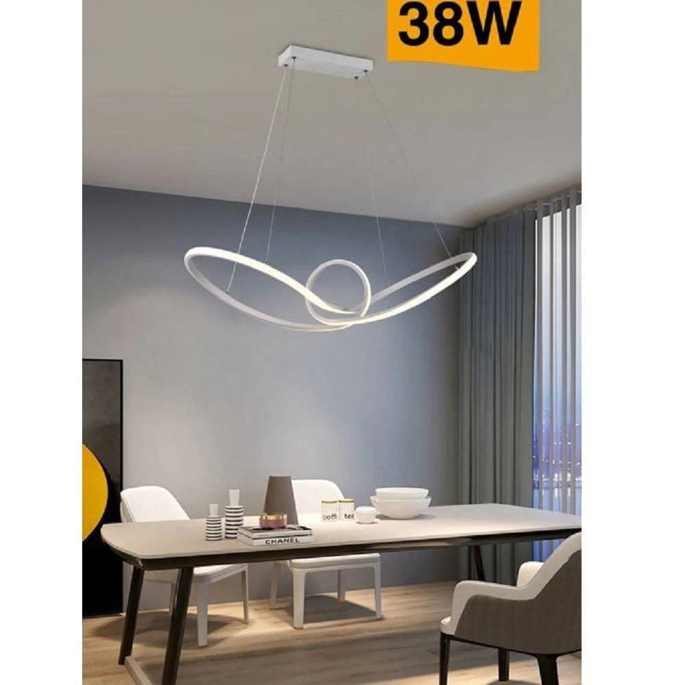 Trade Shop - Lampadario Led Moderno Intrecciato Sospensione 38 W Luce 6500k 3000k 4000k A07-b - -bianco Caldo      -