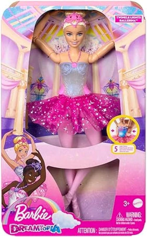 Barbie Dreamtopia Luci Scintillanti - Bambola Ballerina Magica dai Capelli Biondi, con Coroncina e Tutu Rosa, Giocattolo