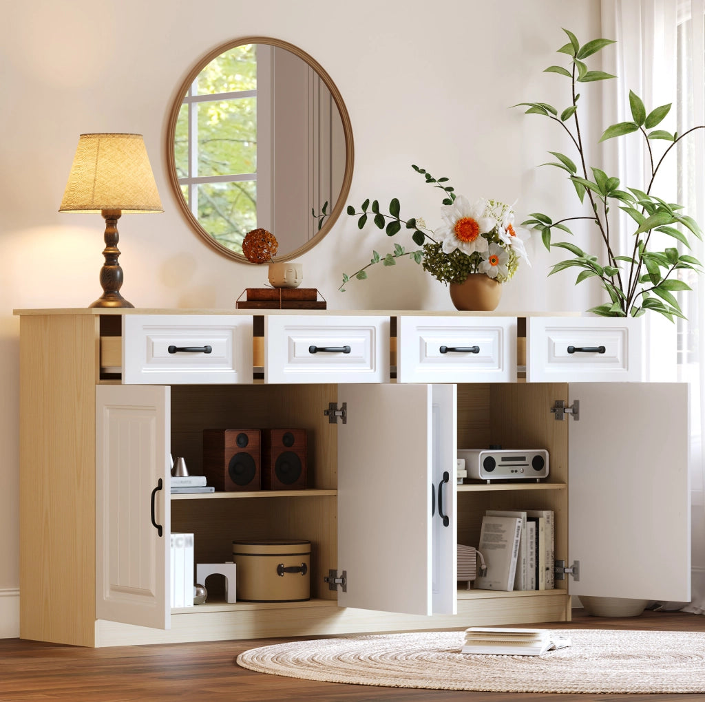 Credenza moderna 160 cm con 4 ante e 4 cassetti