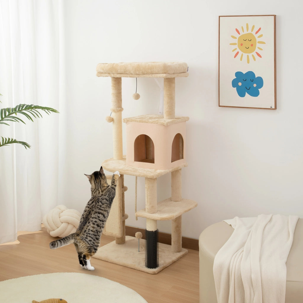 Arbre ¨¤ chat con letto ¨C zephmum ¨C beige 55x44x132 cm