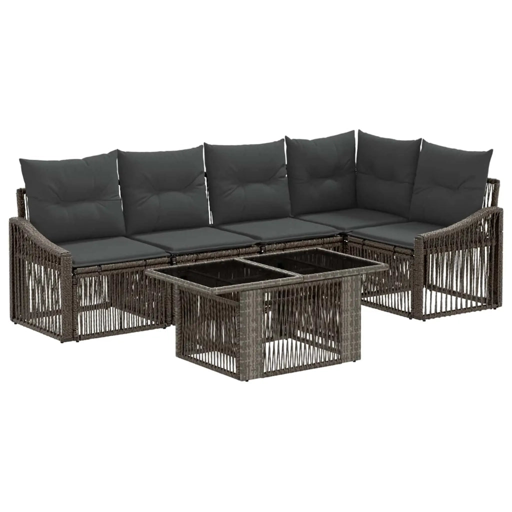 Set Divano da Giardino 6 pz Grigio e Grigio Scuro polyrattan 3437249