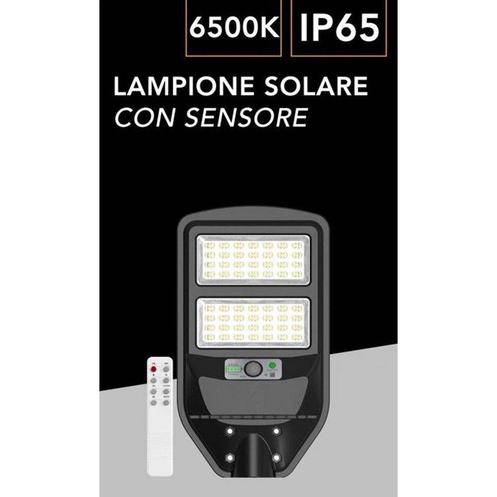 Trade Shop - Lampione Stradale Led Pannello Solare Con Sensore Pir Luce Fredda 6500k Ip65 J02-70w-f -