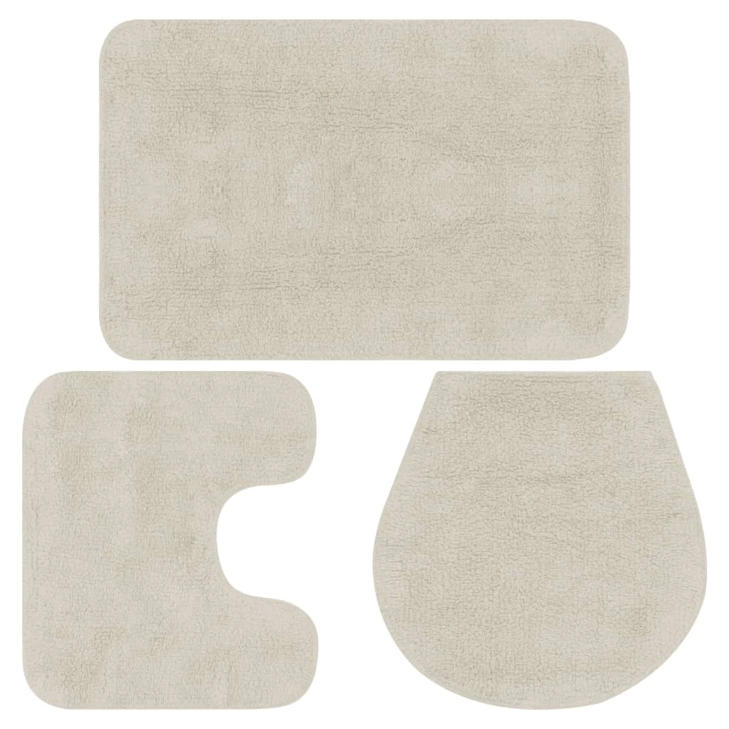 Set di 3 tappeti da bagno in tessuto bianco 02_0005680