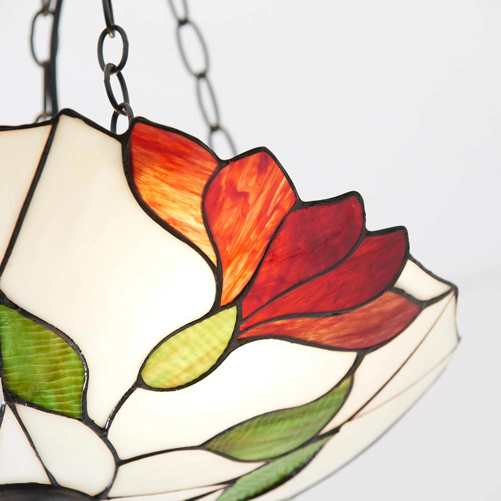 Lampada a sospensione vetrata Tiffany Botanica 3 luci E27