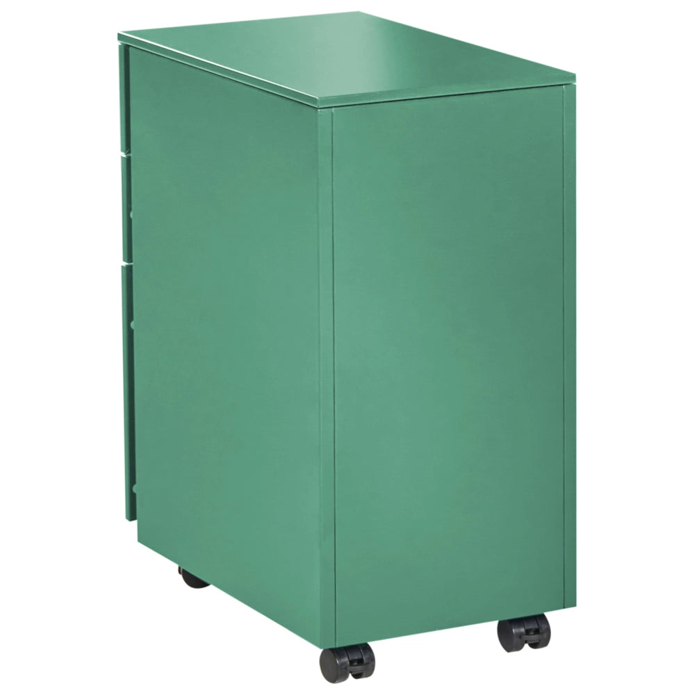 Mobiletto Portaoggetti in Metallo rosso con 3 Cassetti con serratura a chiave e ruote industriali moderno Home Office Garage