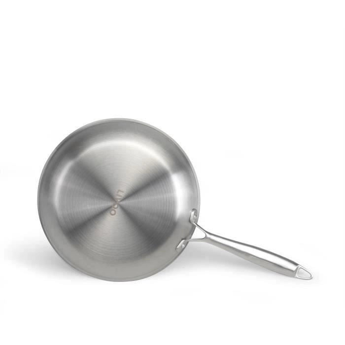 Brigade - Padella in acciaio inox 24 cm - LIVOO - MEP158 - Triplo strato in acciaio inox - Adatta a tutti i piani cottura, anche a induzione - Prodotto in Francia