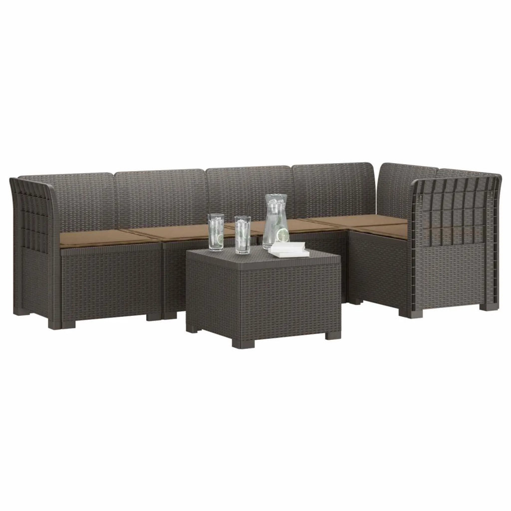 Divano da Giardino 5 Posti con Cuscini Stile Rattan PP 3444084