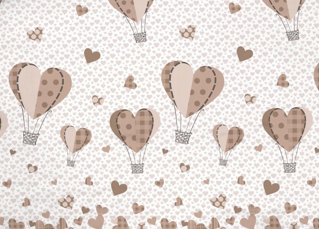 Copripiumino Sacco Piumone Pensieri Delicati Cotone Disegno Mongolfiera - Matrimoniale - Beige