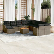 Set Divani da Giardino 12 pz con Cuscini Grigio in Polyrattan 3224422