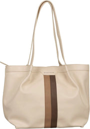 Borsa a Spalla Misto Beige Crème con Cerniera Violetta