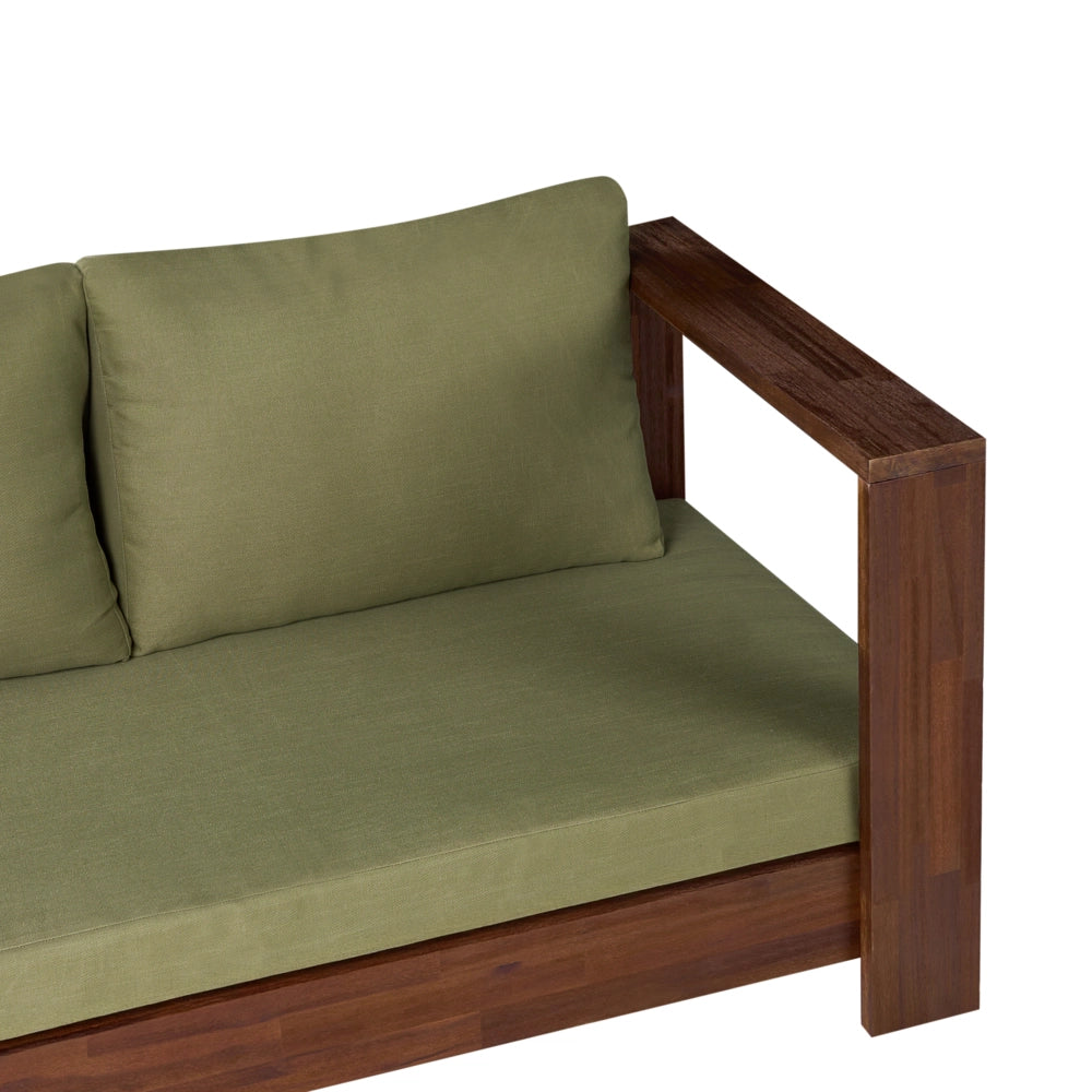 Set Lounge da Giardino ad Angolo Sinistro da 5 Posti con Tavolino Laterale e Cuscini Verdi in Legno di Acacia Certificato Chiaro