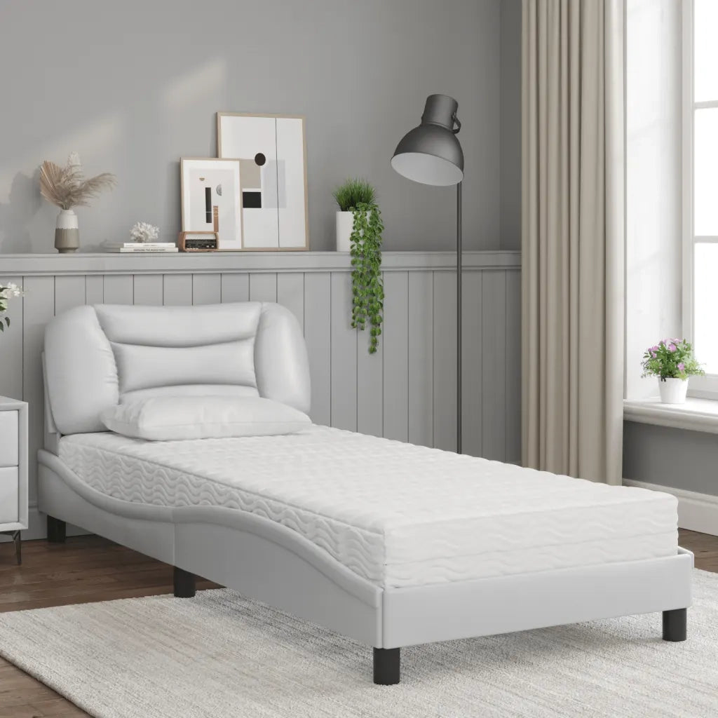 Letto con Materasso Hvar Bianco 90x190 cm in Similpelle 3208690