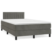 Letto a Molle con Materasso e LED Grigio Scuro 120x190cm in Velluto 3270166