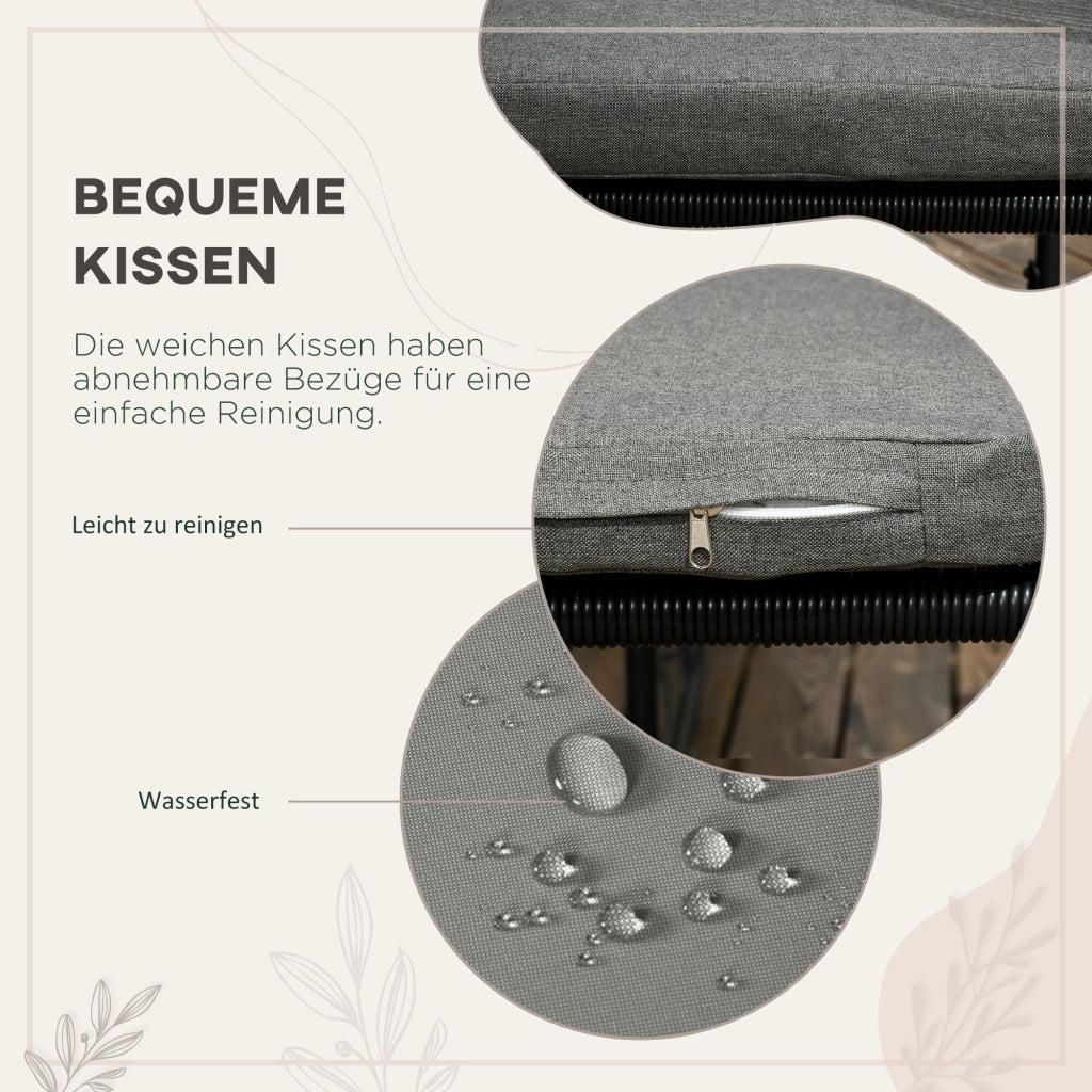 Set di mobili da giardino in polyrattan composto da 5 pezzi: tavolo da pranzo con 4 sedie e tavolino laterale, elegante set da pranzo per balcone e