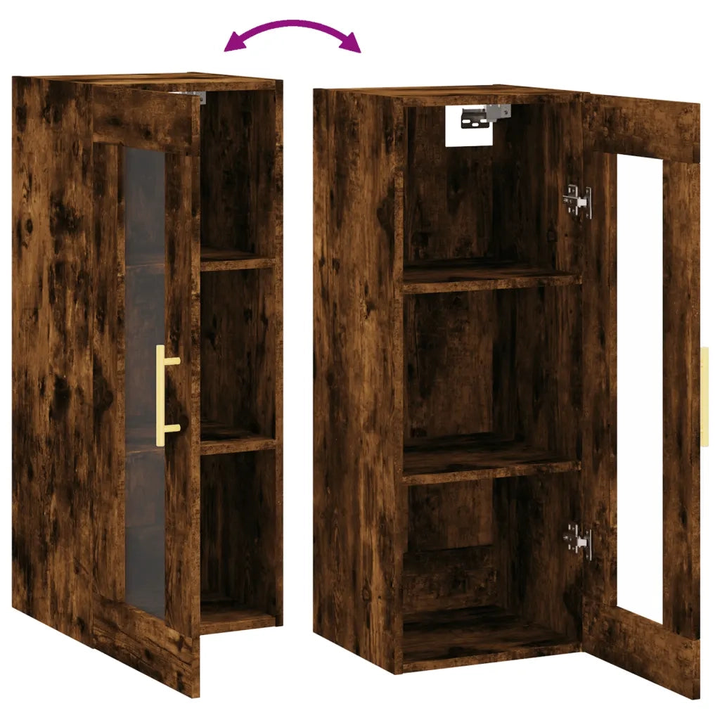 Armadietto a Muro | Mobile a Parete Rovere Fumo 34,5x34x90 cm
