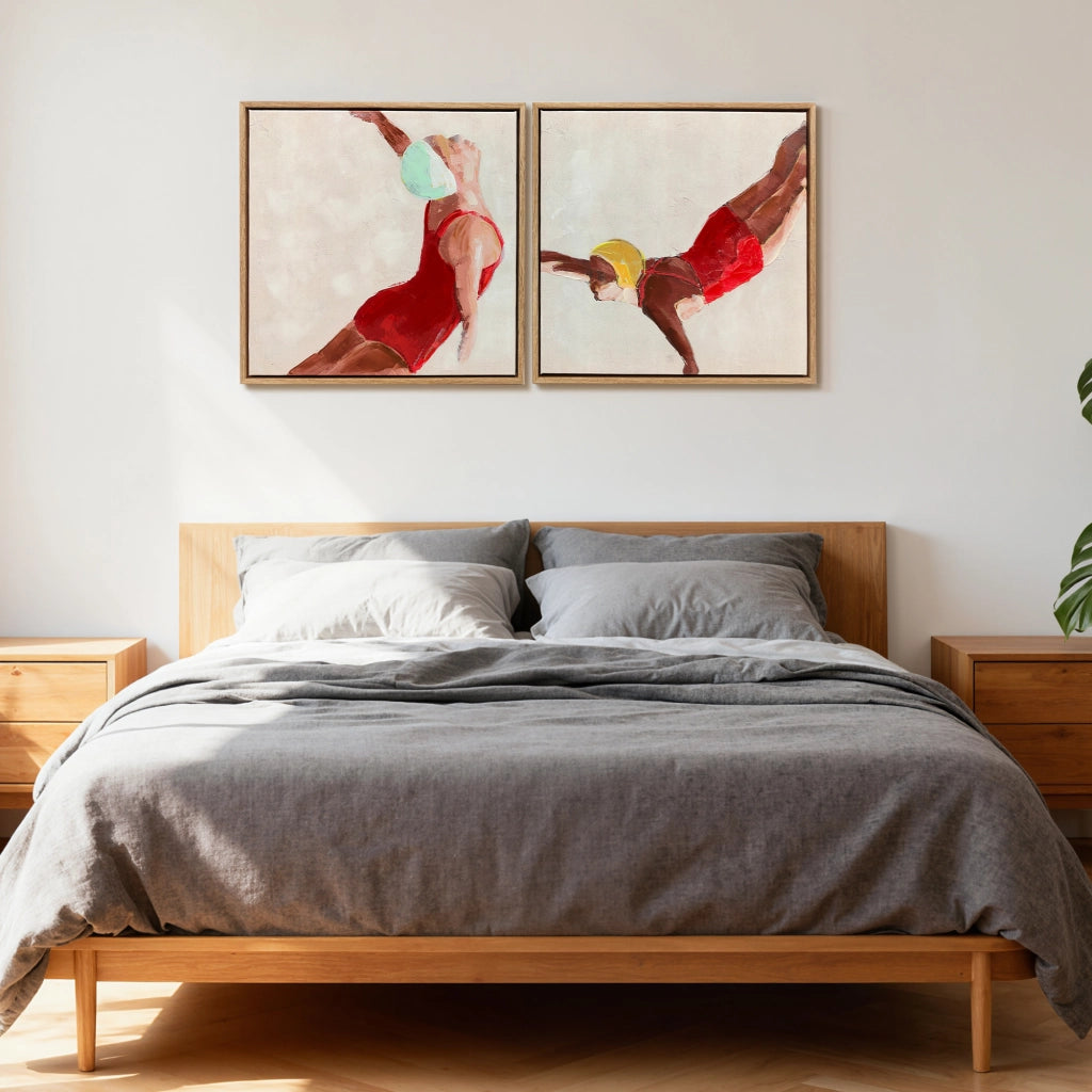 Quadri su Tela Figure Dinamiche ¨C zephmum ¨C Rosso 40x40 cm 2 Pezzi