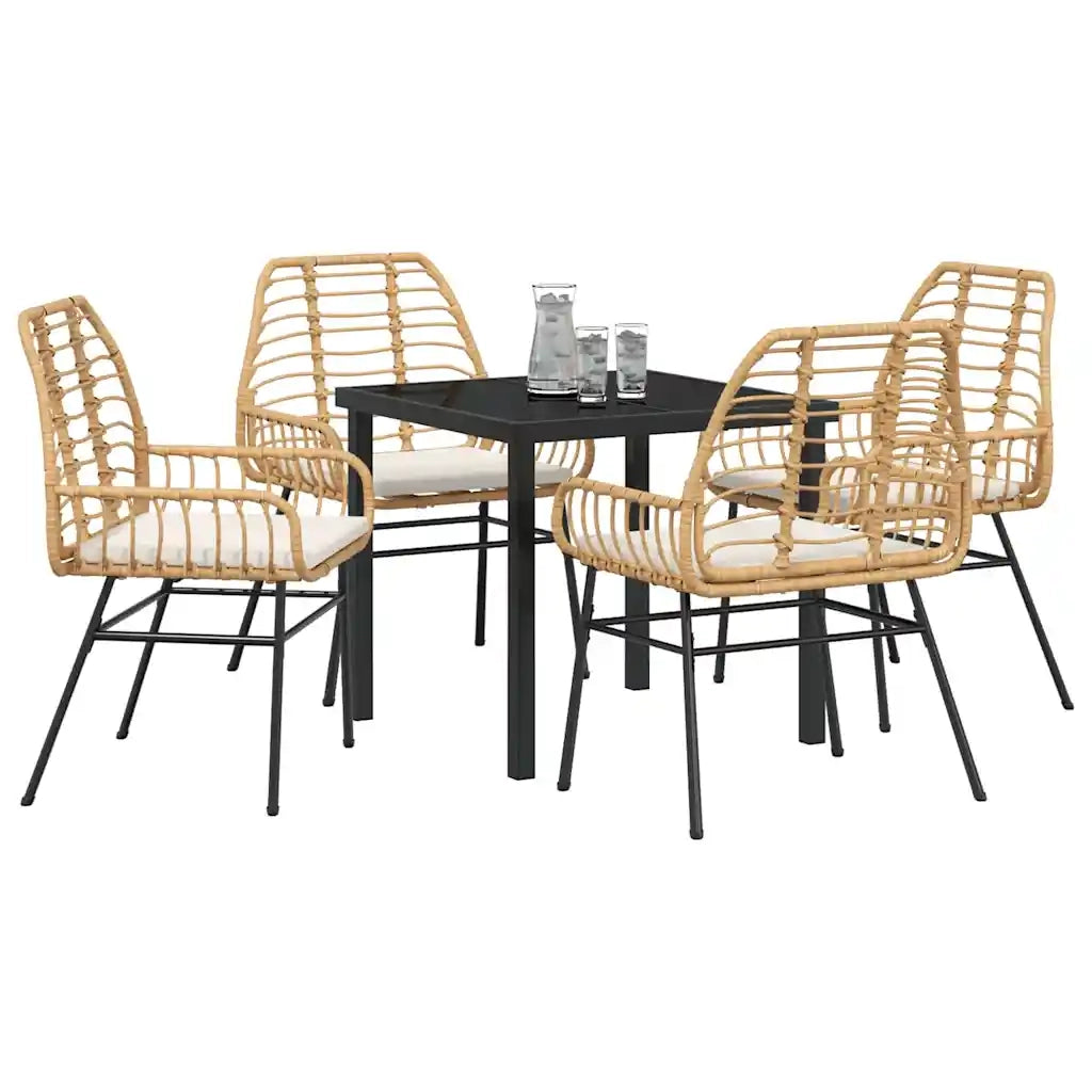 Set da Pranzo per Giardino 5 pcs Marrone polyrattan