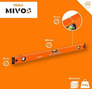 Livello di alluminio con funzione di specchio - 3 libellule precise - alta precisione di misurazione - profilo di alluminio ergonomico - lunghezza 800 mm