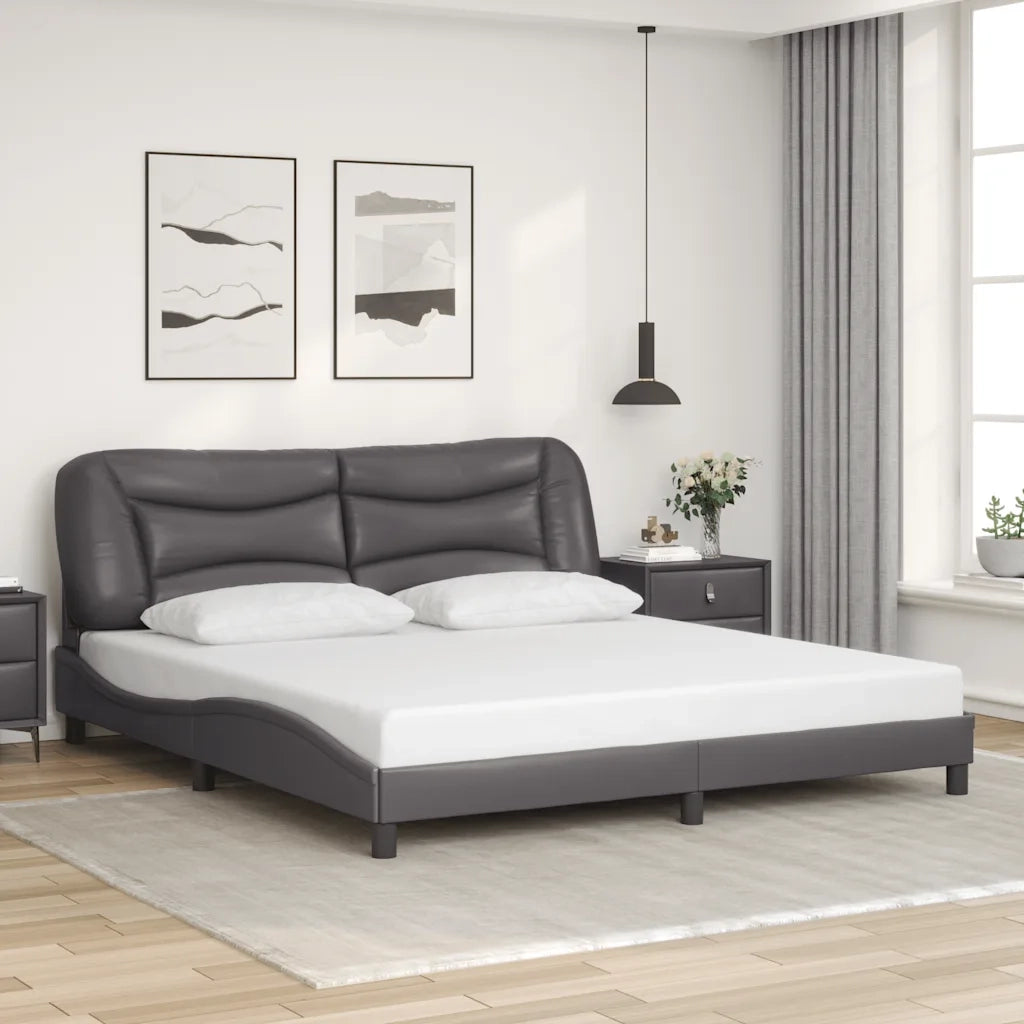 Giroletto senza Materasso-Struttura Letto Hvar Grigio 180x200 cm in Similpelle