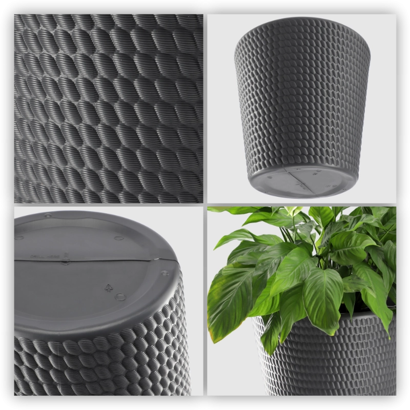 Vaso da fiori KADAX in plastica, rotondo, 40 cm, antracite