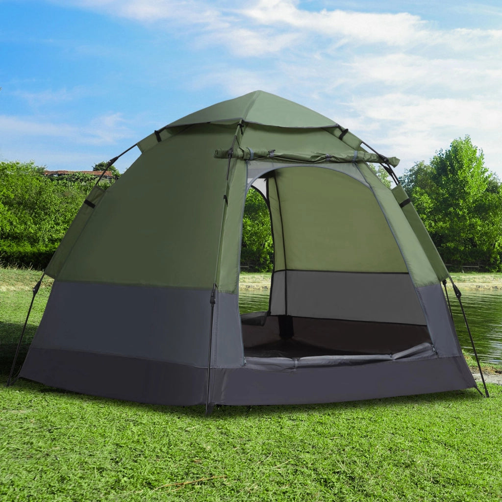Tenda da campeggio pop up 3-4 persone ¨C zephmum ¨C verde grigio 260x260x150 cm