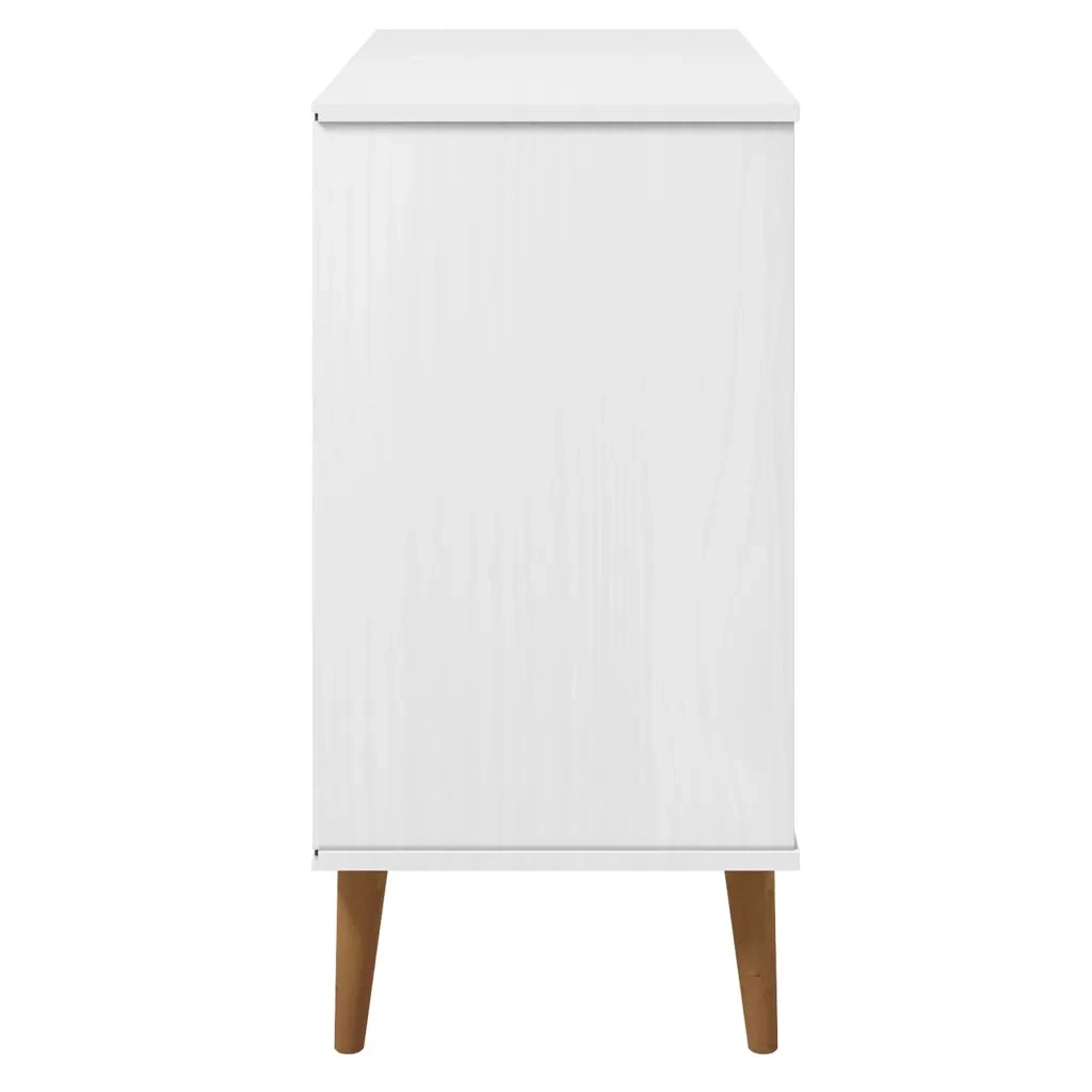Credenza MOLDE Bianca 90x40x80 cm in Legno Massello di Pino cod mxl 15524