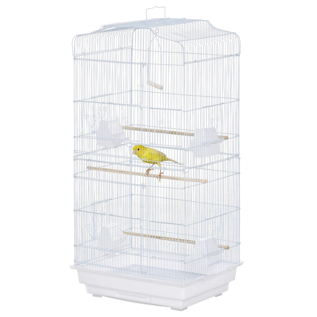 Gabbia per Uccelli Voliera Portatile con Vassoio ¨C zephmum ¨C Bianco 46.5x35.5x92cm