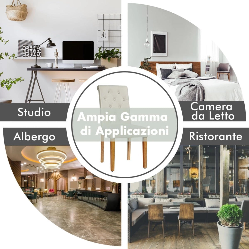 2 Seide Sala da Pranzo 43 x 61 x 100 cm, Seidie Cucina Laterali in Tessuto Rivestito con Gambe in Legno di Gomma, Tessuto di Lino Traspirante e Spugna ad Alta Densità (Beige)