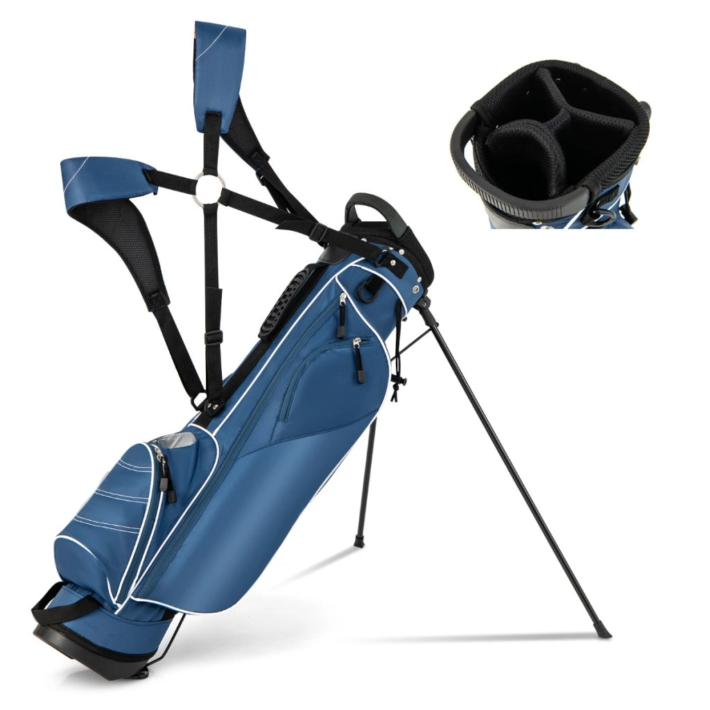 Sacca da golf stand con gambe in ferro cavalletto manici e tracolla-Borsa da golf con tessuto in poliestere Blu