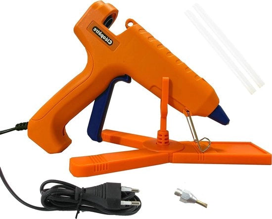 Pistola per incollaggio professionale per hobby e riparazioni - inclusa con 24 confezioni di colla - bianco - grande - 2 atomizzatori - arancione