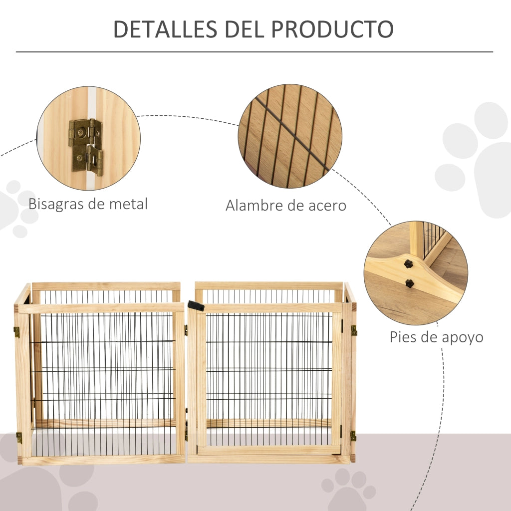 Barriera di Sicurezza per Cani Pieghevole in Legno per Scale ¨C zephmum ¨C 432x36x70 cm Colore Naturale