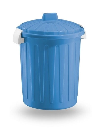 Pattumiera bidone con Coperchio Chiusura a Ganci Colore Blu 23 litri