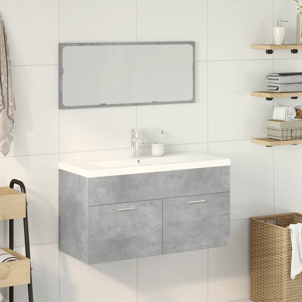 Set Mobili da Bagno 3 pz Grigio Cemento in Legno Multistrato 3324894
