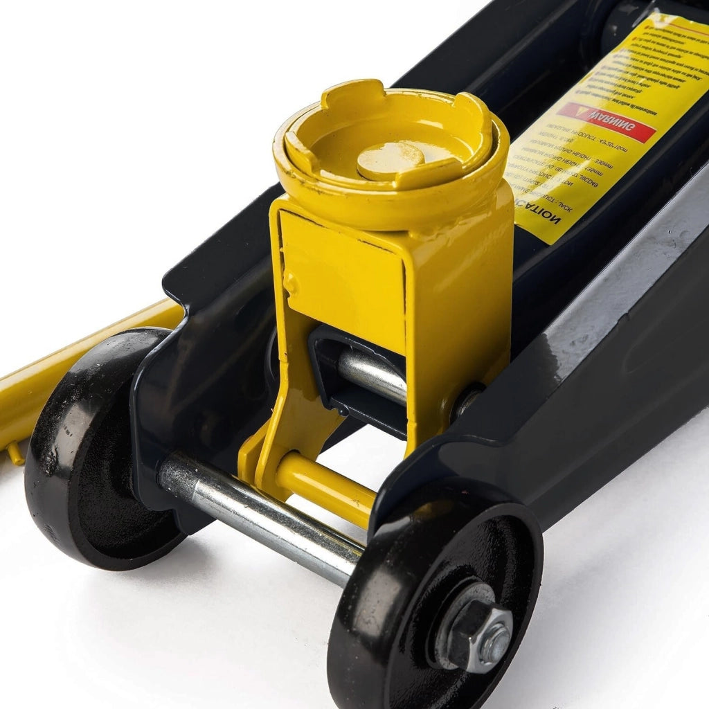 Cric Sollevatore Idraulico Per Auto Martinetto 2t Ruote Bidirezionali A Cuscinetto Assetto Ribassato Professionale Per Veicoli Auto Moto Con Valigetta Nero E Giallo
