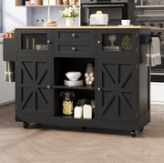 Carrello cucina 140x40x93.5 cm con piano pieghevole; 2 cassetti; MDF nero