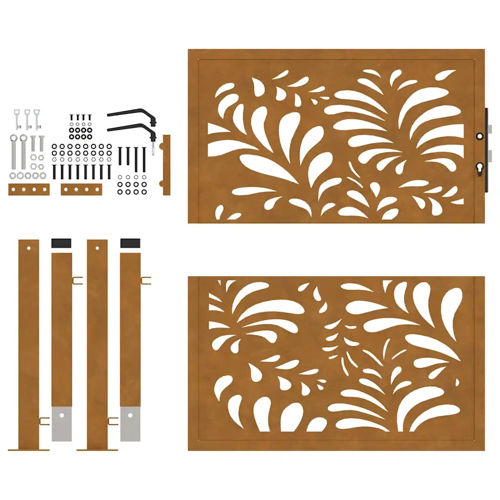 Cancello da Giardino 105x105 cm Acciaio Corten Design Ondulato