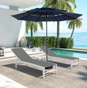 Ombrellone da giardino 10 ft con 3 teli; apertura a manovella e inclinazione; blu navy in acciaio