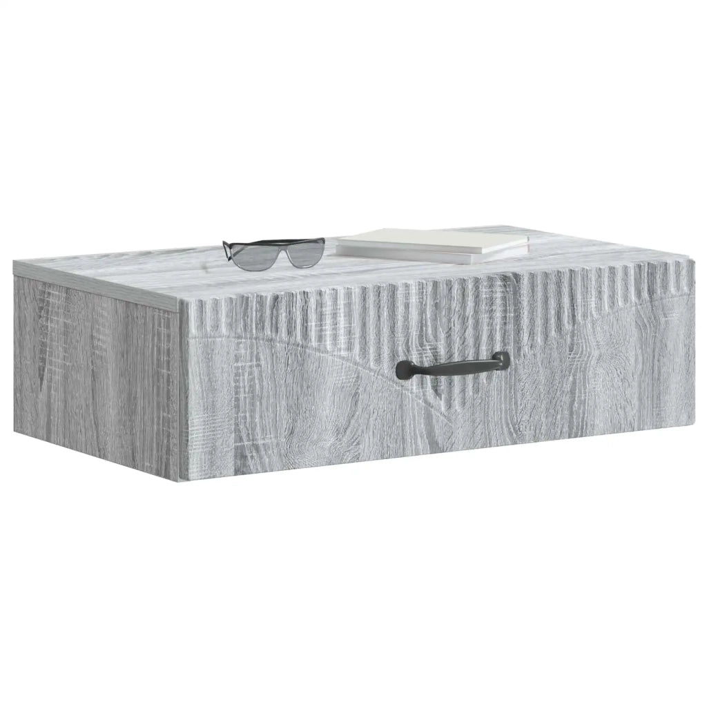 Tavolino da Parete Laterale Grigio Sonoma 59 x 34,5 x 17 cm