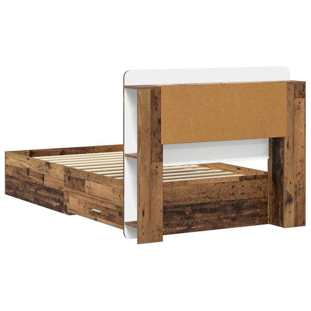 Telaio del letto con storage Legno antico 100 x 200 cm