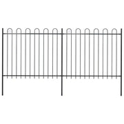 Recinzione da giardino con parte superiore ad anello in acciaio 359x150 cm nera 277675