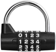 Combinazione a 4 cifre (nero) – Combinazione innovativa con codice numerico e funzione di reset, impermeabile e in acciaio inossidabile, combinazione di sicurezza robusta per scuola, palestra, bicicletta, ecc.