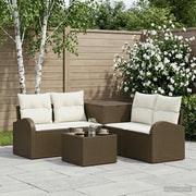 Set di divani 6 pz Marrone e Bianco Crema 3447186